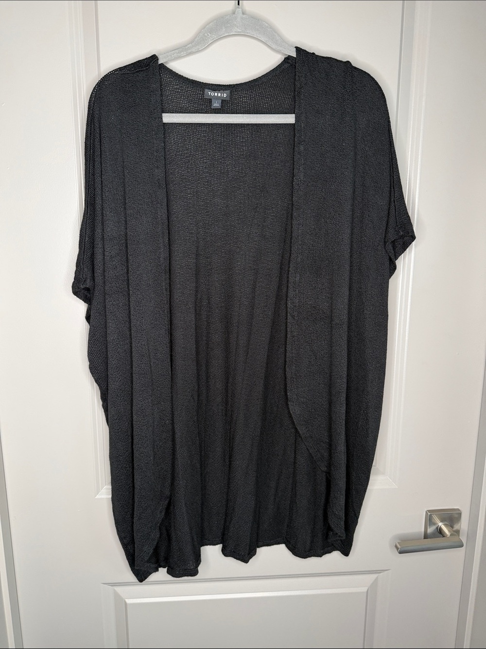 torrid Black Open Knit Short Sleeve Cardigan